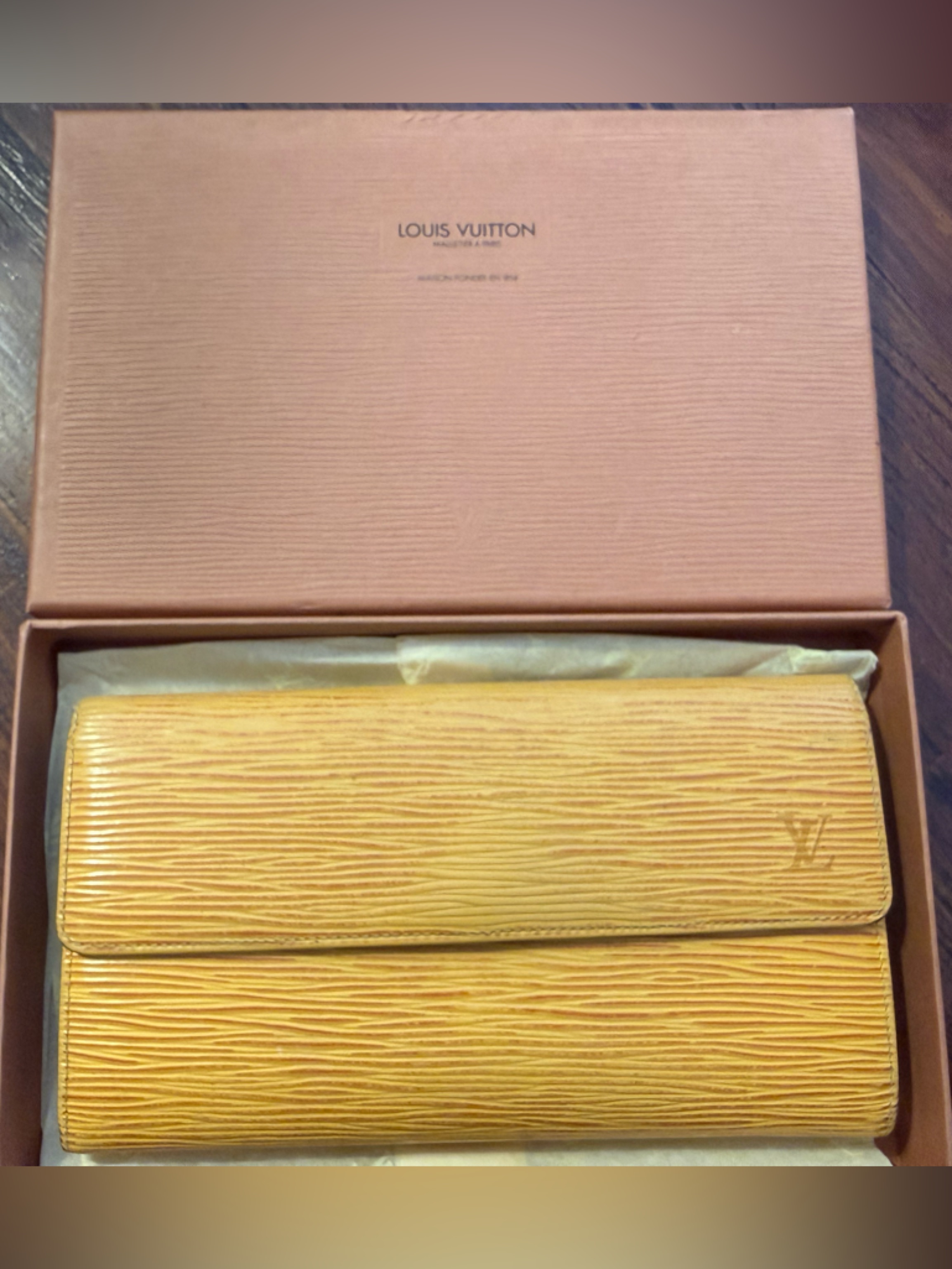 Vintage 1996 Louis Vuitton Yellow Epi Leather Long Wallet